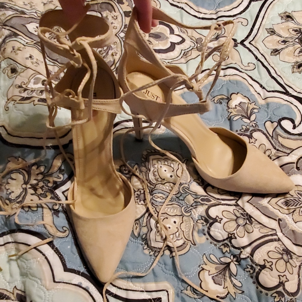 Strappy nude stilettos